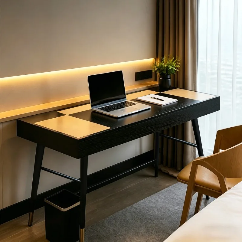 Hotel with the same desk and chair combination, double color simple style room writing desk table