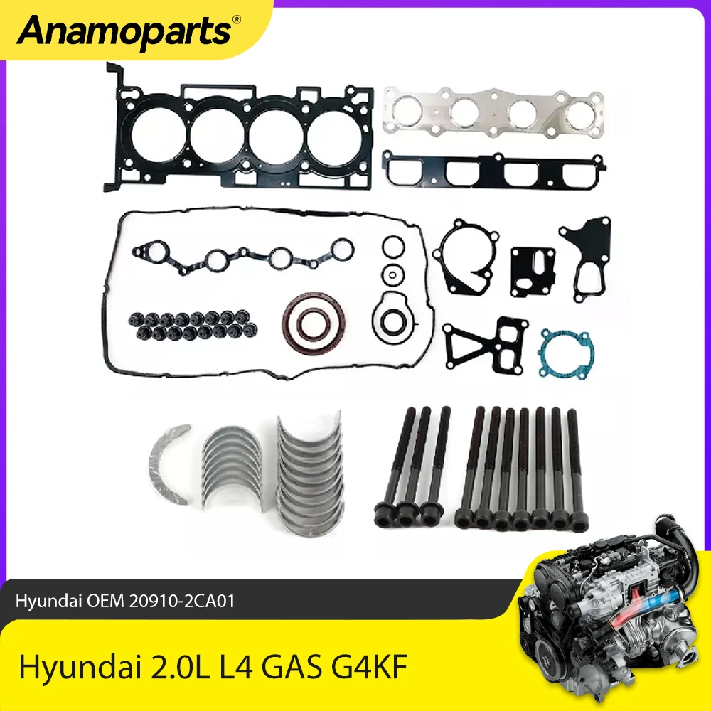 

Прокладка деталей двигателя уплотнения, подшипники и болты с головкой подходят для 2,0 л G4KF для Hyundai Santa Fe Sport Kia Sportage Optima л L4 GAS