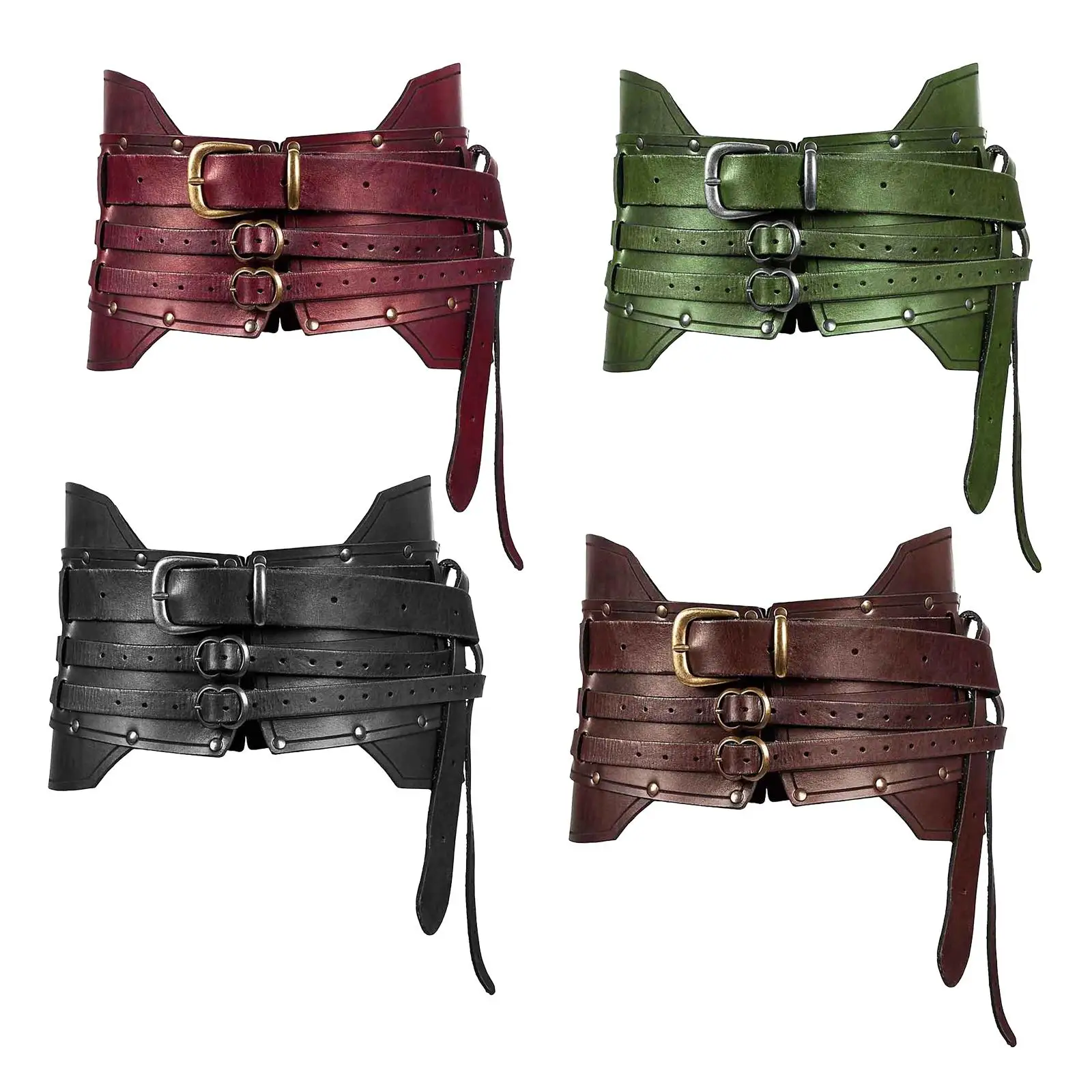 Medieval Waist Belt Performance Waist Band Vintage Style Adults Cosplay Festival with 3 Layer Belt Buckle Party Corset Waistband