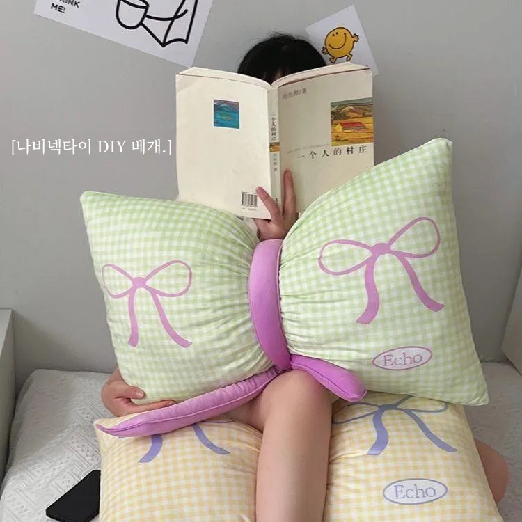 INS Dopamine Bow Pillow Cute Cushion Afternoon Nap Pillow Pillow Waist Neck Pillow Bedroom Bed Dormitory Pillow