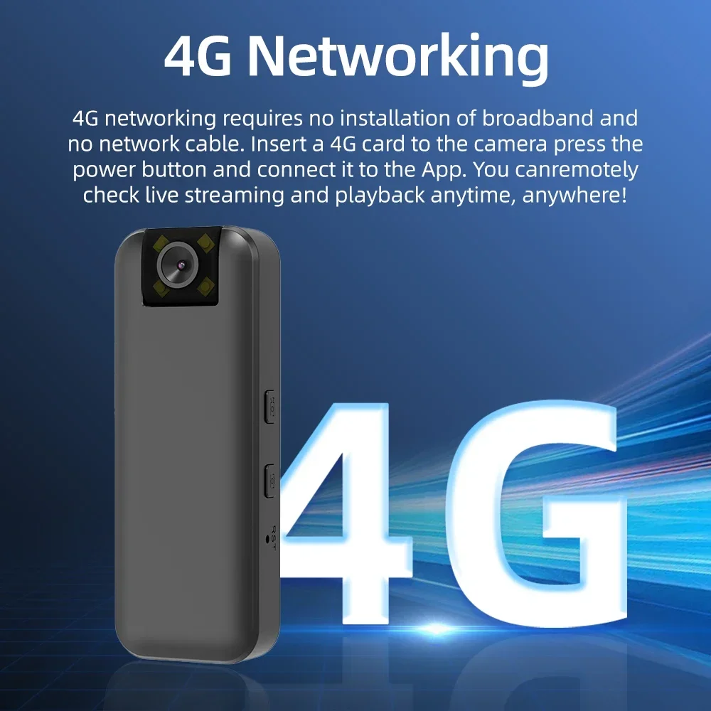 PEGATISAN 4G Wireless Mini Camera 4K UHD Portable Phone Remote Video Recorder Low Power Battery Cam Night Vision DV Camcorder