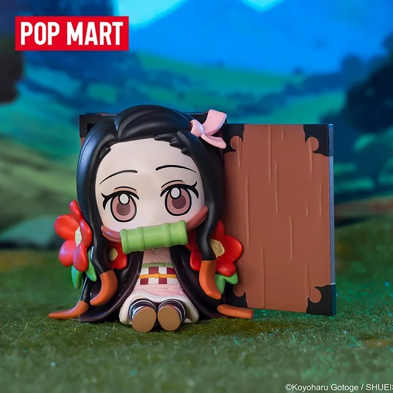 POP MART Demon Slayer Geboorte Bloem Serie Anime Action Figure Guess Bag Ornament Beeldjes Home Decor Desktop Poppen Model Gift