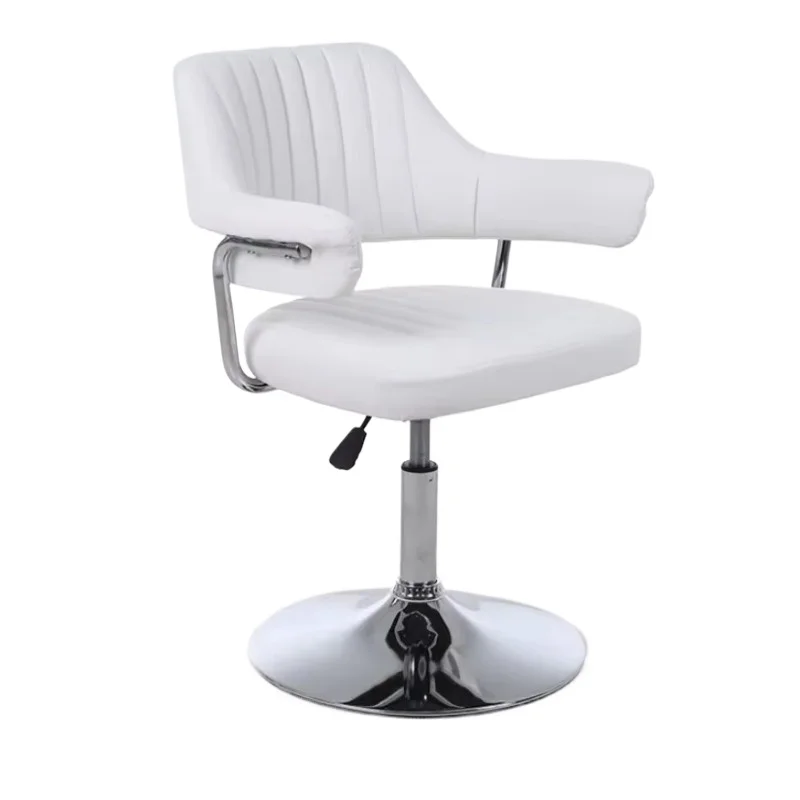 

Minimalist style Soft raised bar chair with backrest and armrest High-end bar furniture Leather bar stool