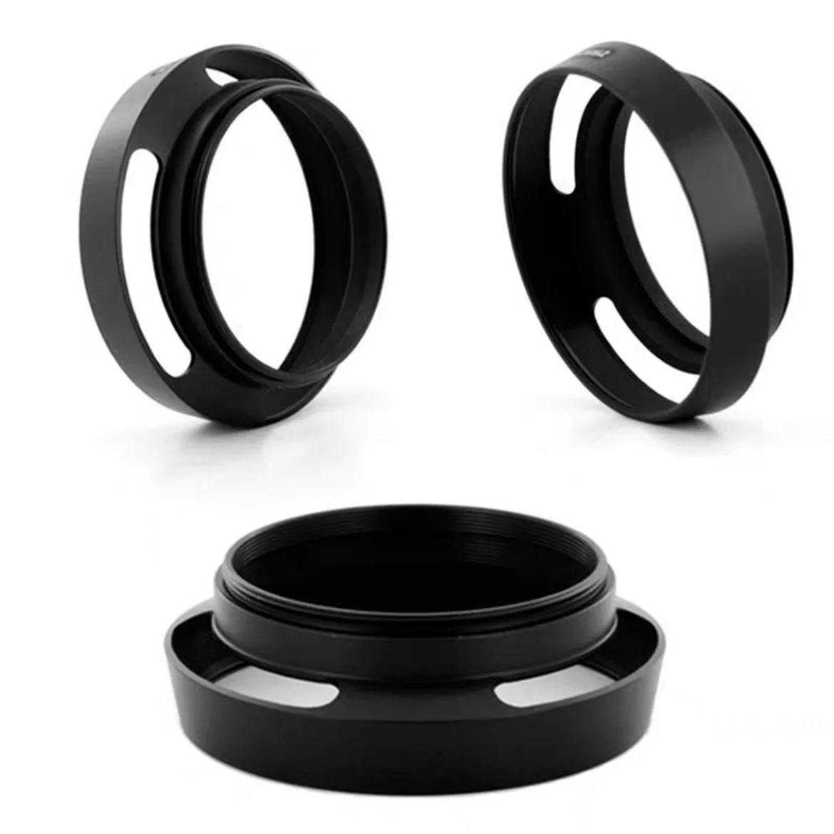 Camera metal hollowed out cover, hollowed out cover, slanted black 37mm/40.5mm/43mm/46mm/49mm lens sunshade