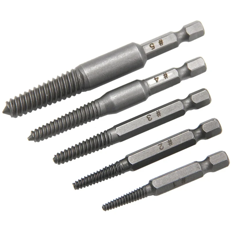 5pc Hex Handle Broken Head Screw Removal Tool 60mm Black Electric Hex Screw Removal Tool Set Cover Manual Screwdriver Driver bit