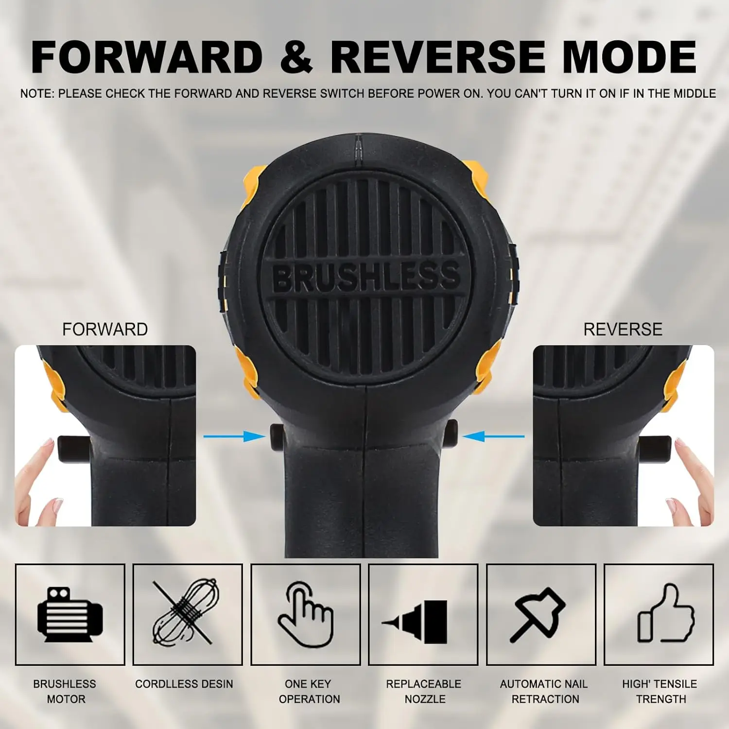 Pistola per rivetti senza spazzole senza fili per rivetti da 1/8", 5/32", 3/16", compatibile con batteria Dewalt 20V MAX (strumento nudo)