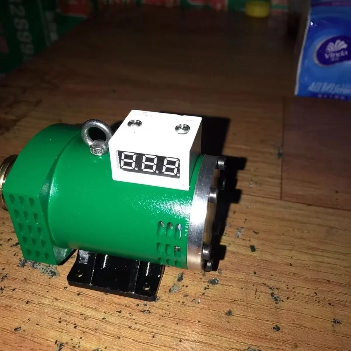 Mini Generator Model with Digital Voltmeter Power Generation for Engine Model - Green