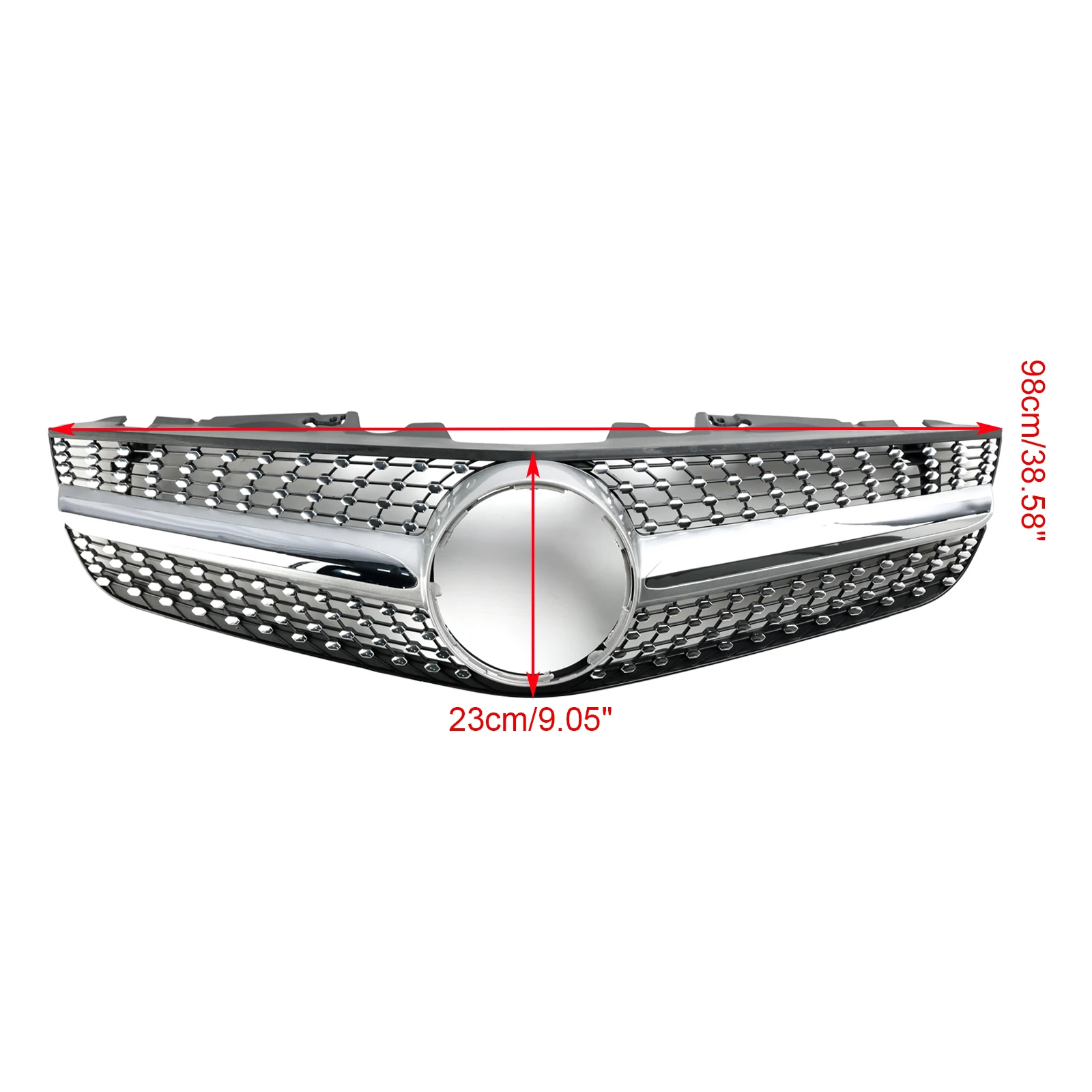ダイヤモンドフロントバンパーアッパーグリルグリル メルセデス R230 SL550 SL600 2009-2012 2011 2010 に適合