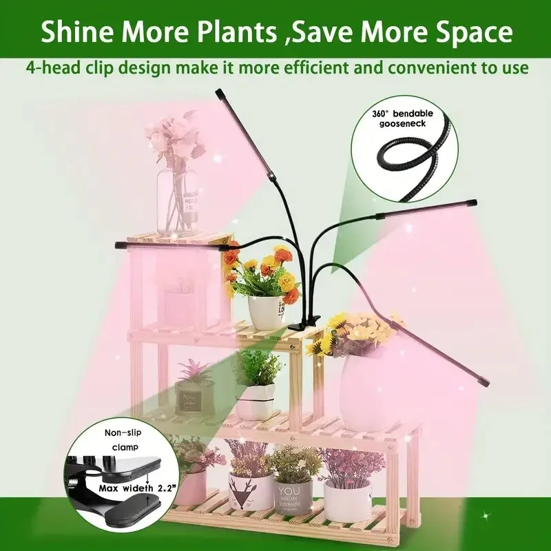 USB LED Plant Grow Light Indoor Garden Dimmable Levels Grow Light Full Spectrum Timer Setting Hydroponic Greenhouse 3H/9H/12H