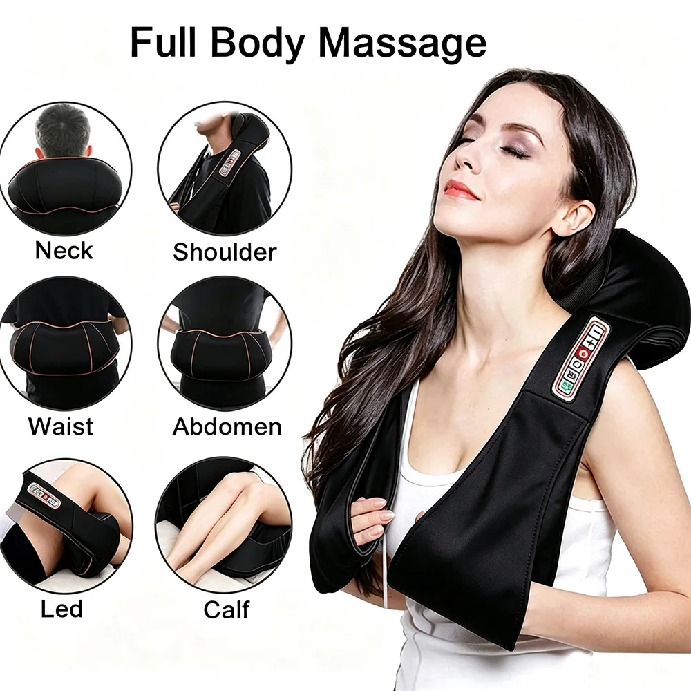 Châle de massage électrique Shiatsu pour la maison et la voiture, relaxant pour le cou, le dos et les épaules