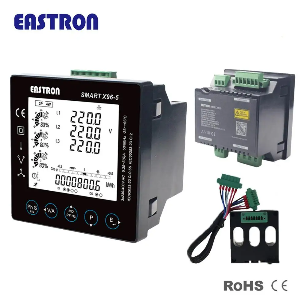 Imagem -02 - Medidor de Painel Digital Multifunções Trifásico Inteligente X965f 85 Parâmetros Elétricos 263rd Thd Rs485 Modbus Mbus