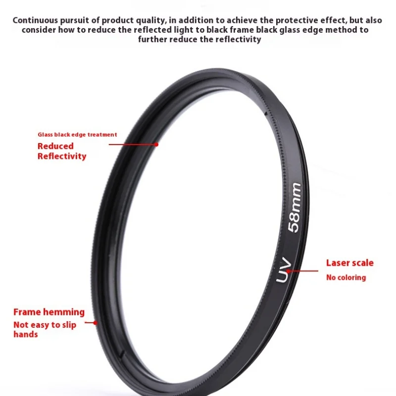 Filtro UV premium para câmeras DSLR Lente de proteção UV e antipoeira - Vidro óptico de alta qualidade