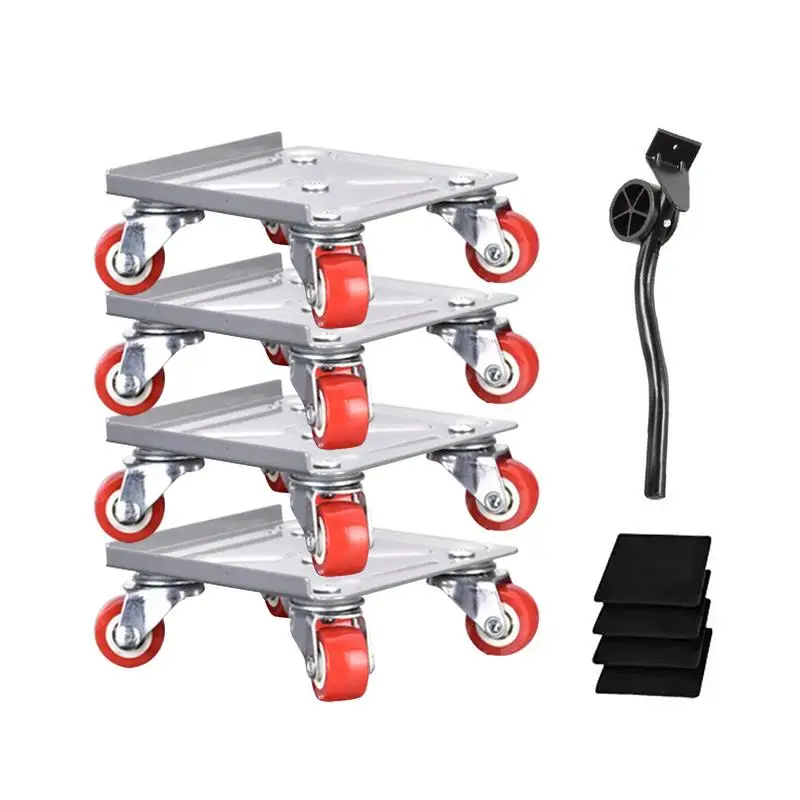 

Moving Dollies 5-Wheel Heavy Duty Furniture Mover With Brake Short Crowbar & Load Lifter With Anti-Skid Pad For Cabinets Sofas