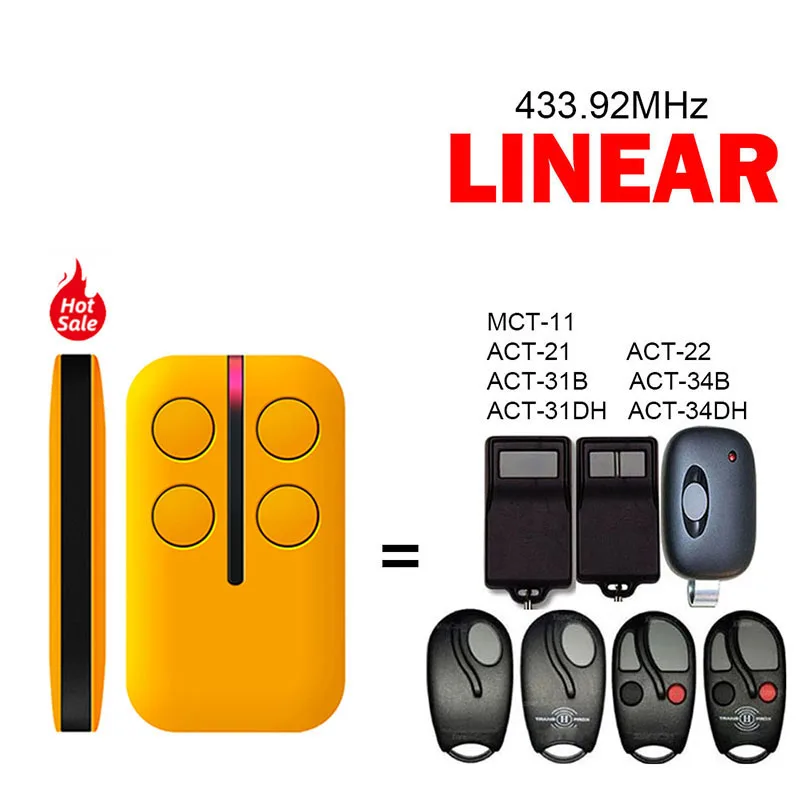 

For LINEAR MCT-11 ACT-21 ACT-22 ACT-31B ACT-34B ACT-31DH ACT-34DH Garage Door Remote Control Opener Key Duplicator 433.92MHz