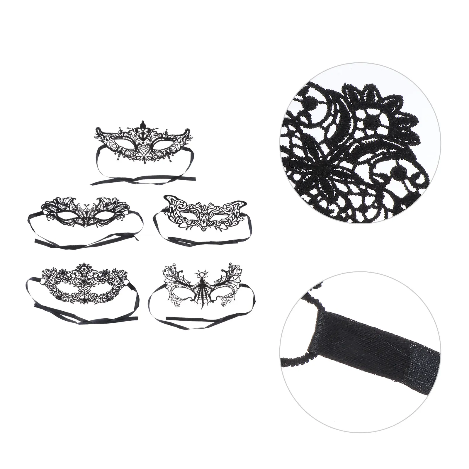 

5 PCS Lace Mask Halloween Party Costume Props Accessories Masquerade Women Cosplay Elements Man