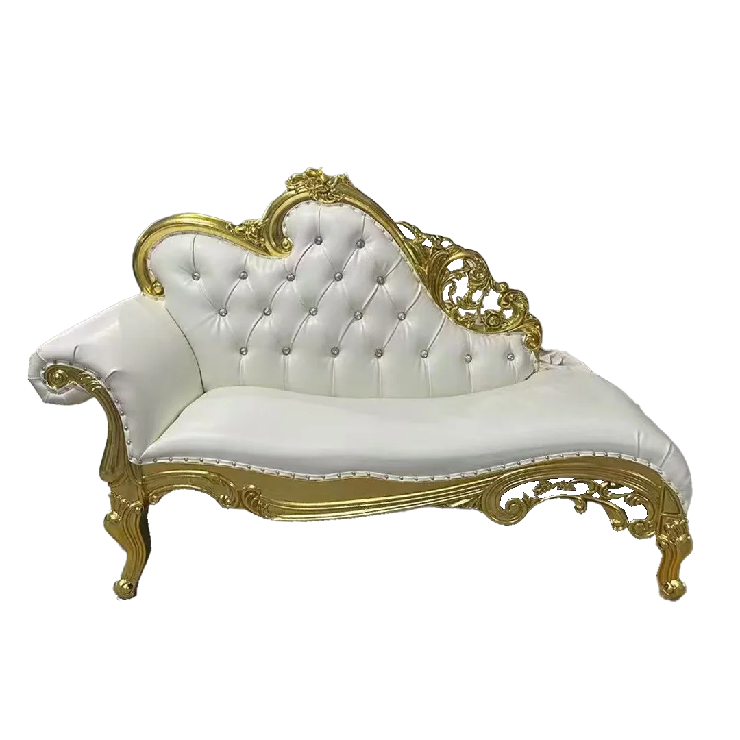 

2020 New 5-Year Warranty European Style White and Gold Lounge Chair Sofa Bench