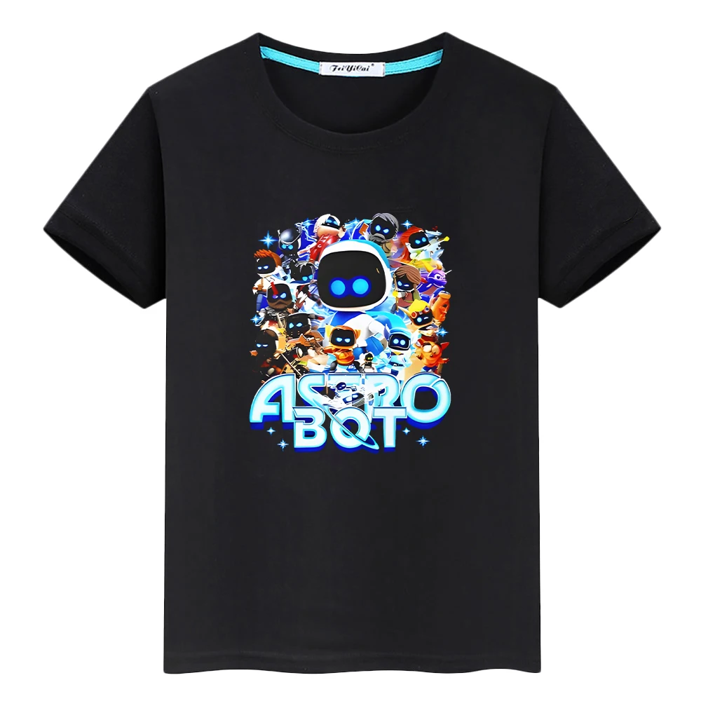 

t shirt for kids boys 10 yea rsAstro Bot print Kawaii 100%Cotton Cartoon t-shirt Tops anime Short y2k one piece girls clothes