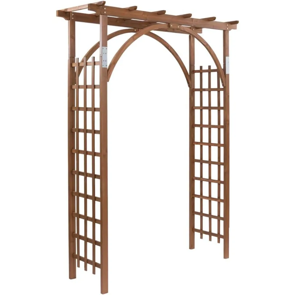 

85in Wooden Arbor, Wedding Arch for Ceremony, Wood Trellis for Plant Climbing, Christmas Decor Pergola for Backyard,Lawn (Brown)