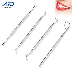 4pcs/Set Tartar Scraper Scaler Plaque Remover Teeth Cleaning Tool Dentist Dental Hygiene Kit Dental Calculus Remover Oral Care