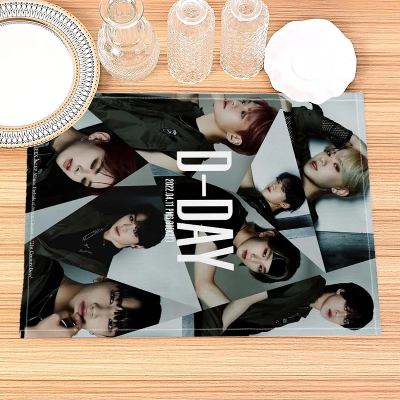 EPEX Kpop Placemat Cotton Linen Fabric Table Mats Family Dinner Tableware Kitchen Size 30X40cmTable Mat