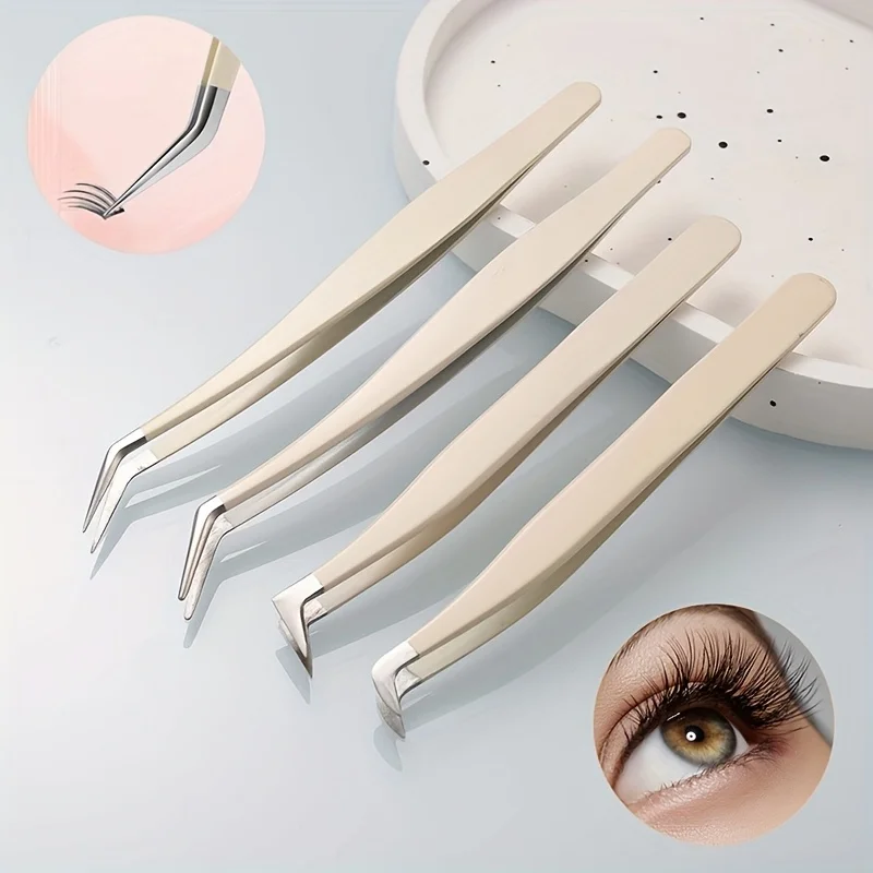 4 pezzi strumento applicatore ciglia pinzette per ciglia fai da te pinzette per ciglia piegatrici, pinzette per ciglia finte pinzette in acciaio inossidabile sicure
