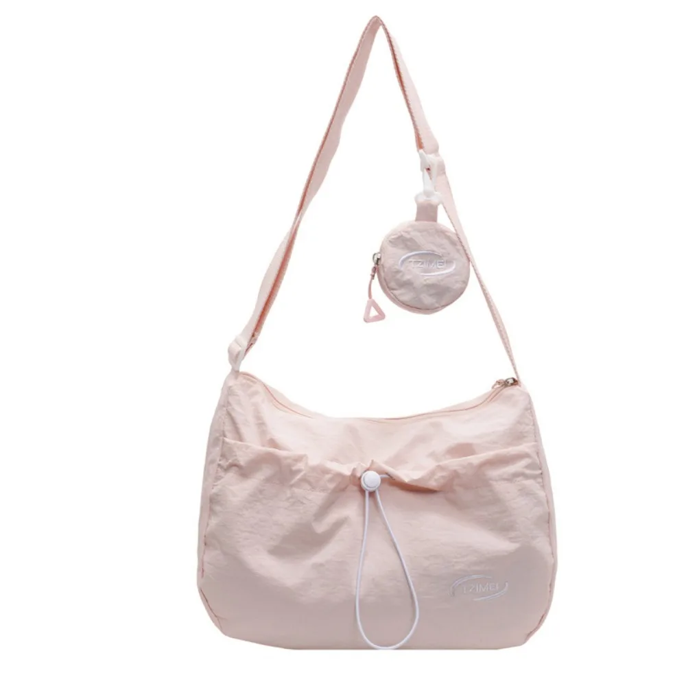

Casual Nylon Canvas Tote Bag Drawstring Large Capacity Shoulder Bag with Coin Bag Solid Color Messenger Bag Women
