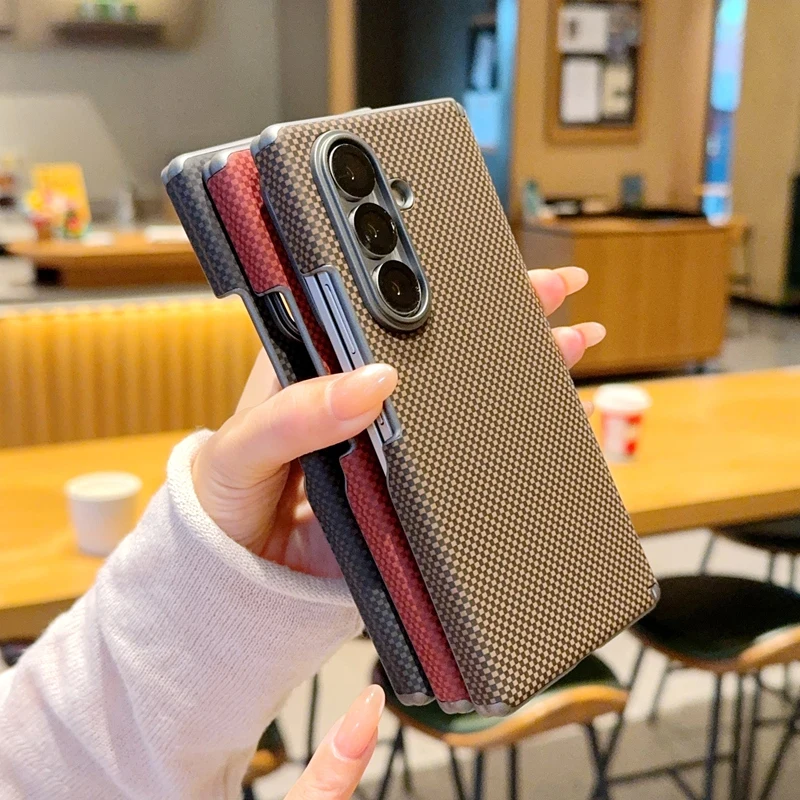 High-end Business Kevlar Texture For Magsafe Slim Phone Case For Samsung Galaxy Z Fold 8 Ultra 7 Full Wrap Hinge Protect Cover view 6