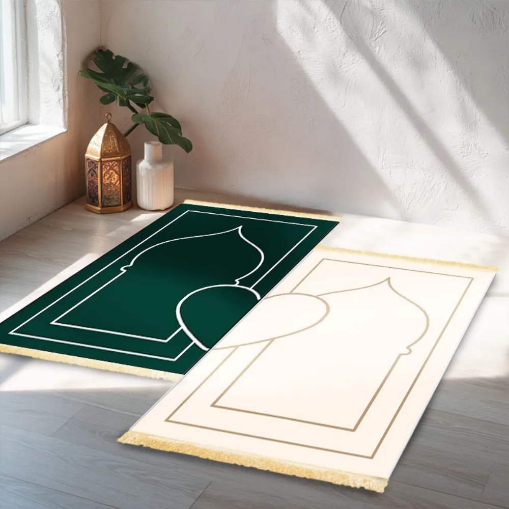2pc 2026 Hot Sale Polyester Muslim Prayer Rug, Portable Islamic Salah Mat, Soft Non-Slip Worship Carpet for Home Travel Ramadan