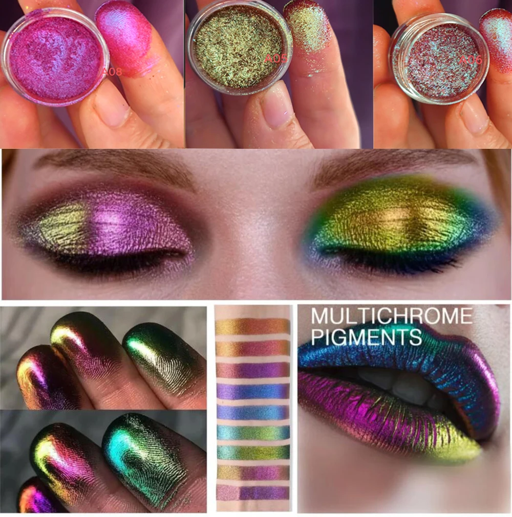 1Box Nail Art Polarized Chameleon Powder Holographic Glitter Makeup Eyeshadow Powder Aurora Manicure Decor Chrome Pigment Dust *