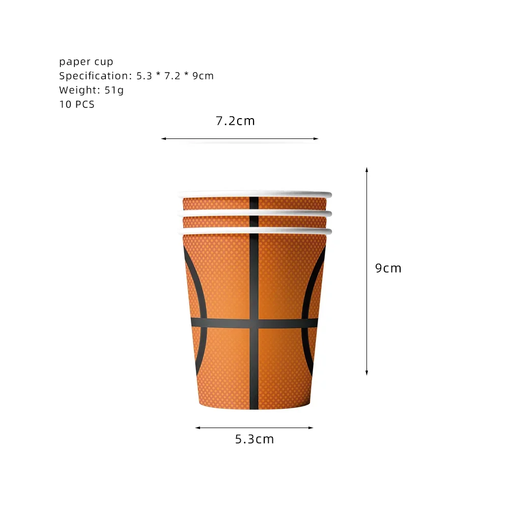 농구 생일 파티 장식 스포츠 종이 컵 접시 냅킨 장식 식기, 배경 파티 용품, 소년 장난감 선물