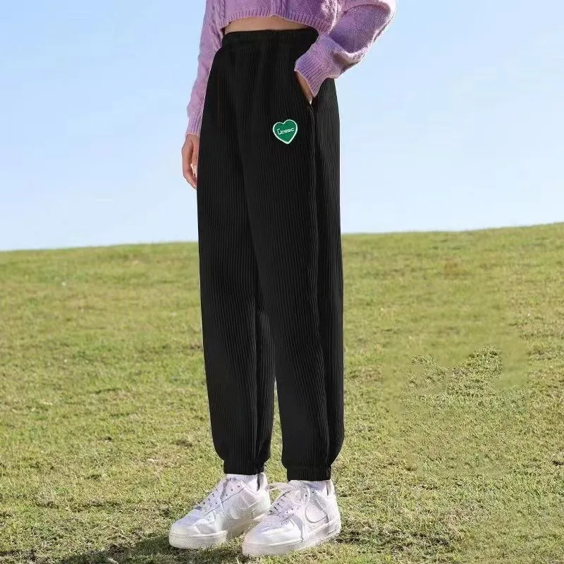 

2025 New Girls' Corduroy Sweatpants Cuffed Kids Athletic Pants All-Season Comfortable Gym Wear Toddler Elastic Waist Bulk Sale