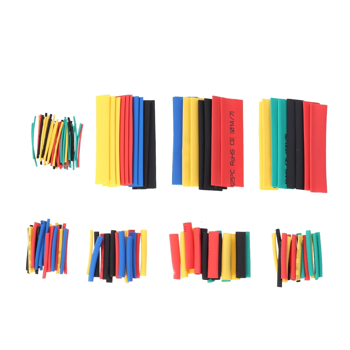 

164pcs Colorful Heat Shrink Tubing Flat Cut Insulated Wiring Harness Protection Sleeve Cable Wire Wrap Electrical Equipment