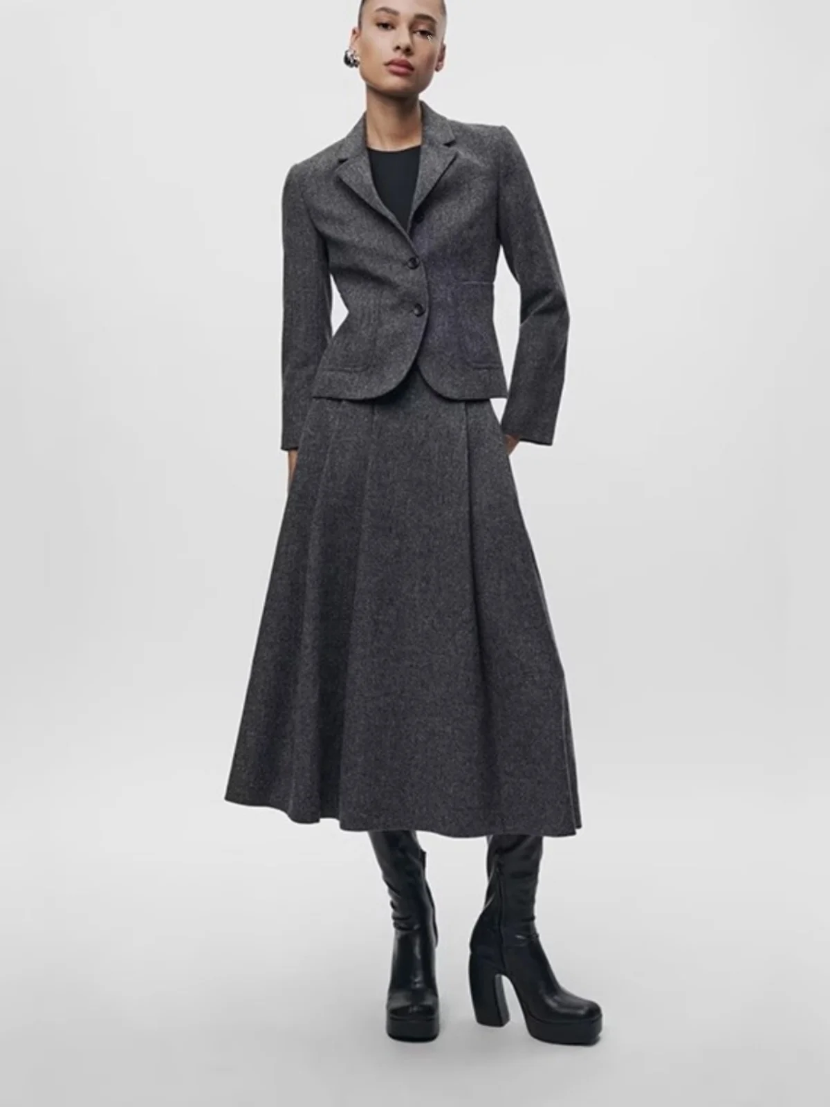 Mat Sle Gonna longuette e abito Jaet Faion da donna Autunno Nuovo arrivo Ele Design semplice Abbigliamento premium da donna