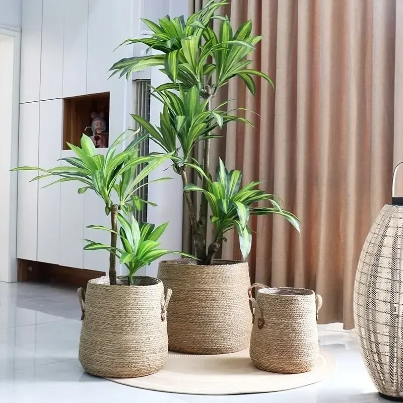 Natural Seagrass Wicker Planter Basket Toy Storage Basket Home Decoration Basket Sundries Organizer for Garden Storage Bin