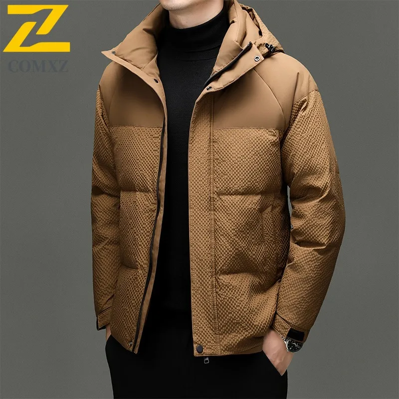 

COMXZ Warm Thick Down Jacket New Trendy Solid Color Windproof Skiing Puffer Jacket Travel Minimalist Winter Jacket Men Clothing