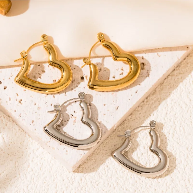 ENSHIR 316L Stainless Steel Irregular Love Heart Earrings for Women Vintage Design Jewelry Gifts Wholesale