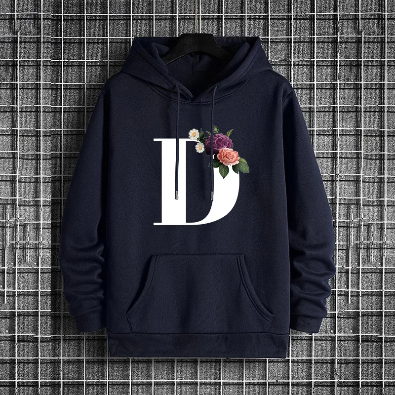 الخريف الشتاء الرجال هوديس رسائل عادية A-Z مطبوعة بلوزات في الهواء الطلق الرياضة الركض ملابس رجالي موضة الشارع البحرية القمم