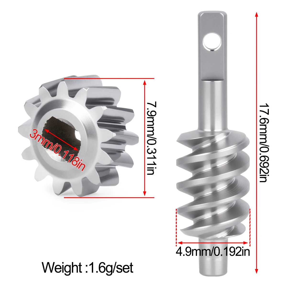 Stainless Steel Overdrive Differential Axle Gears 13T 16T for 1/30 RC Crawler Car Axial SCX30 Upgrade Parts