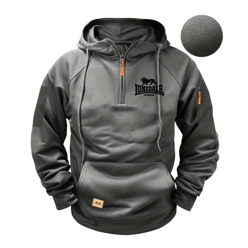 

Casual men's sportswear, everyday hoodies, fashionable zippered long-sleeved hoodies, large-sized pocket men's tops, autumn