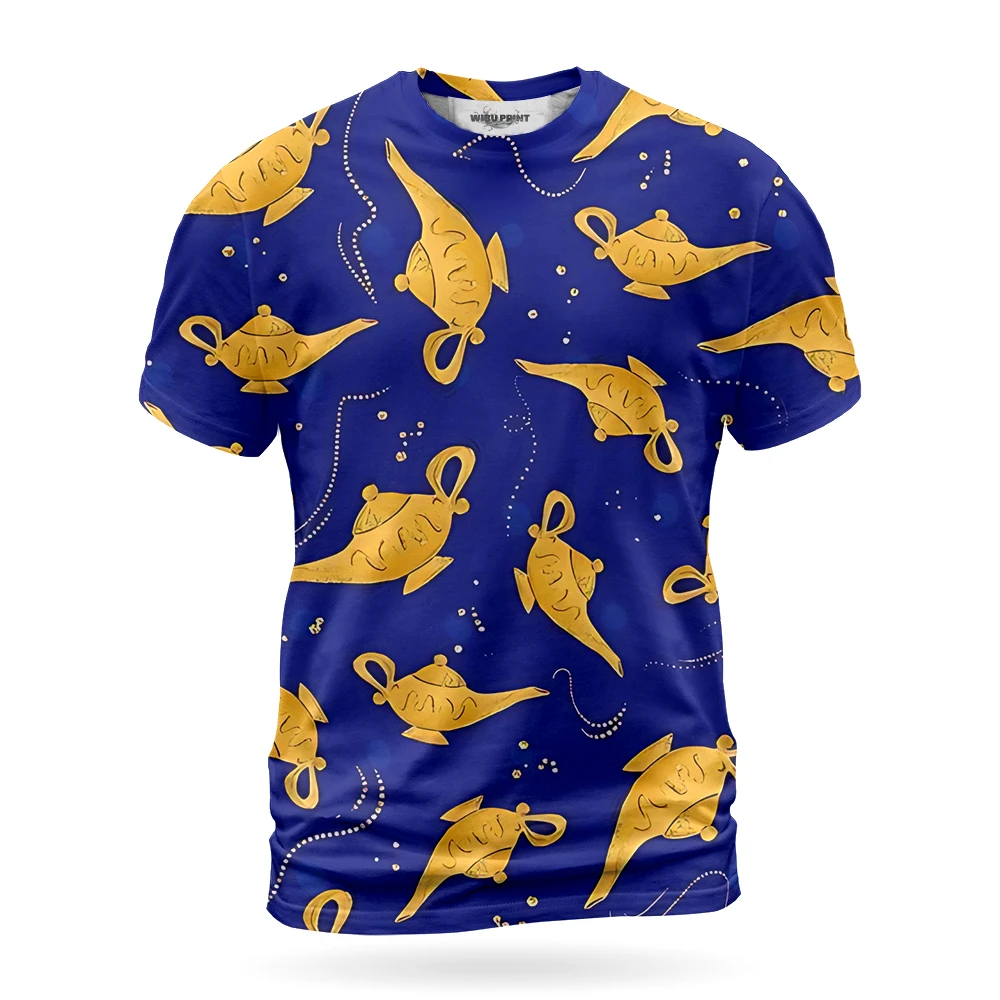 T-shirt unisexe à col rond imprimé en 3D pour enfants, Aladdin Kawaii, haut cosplay de rue, loisirs, sports, couple, été, 2024