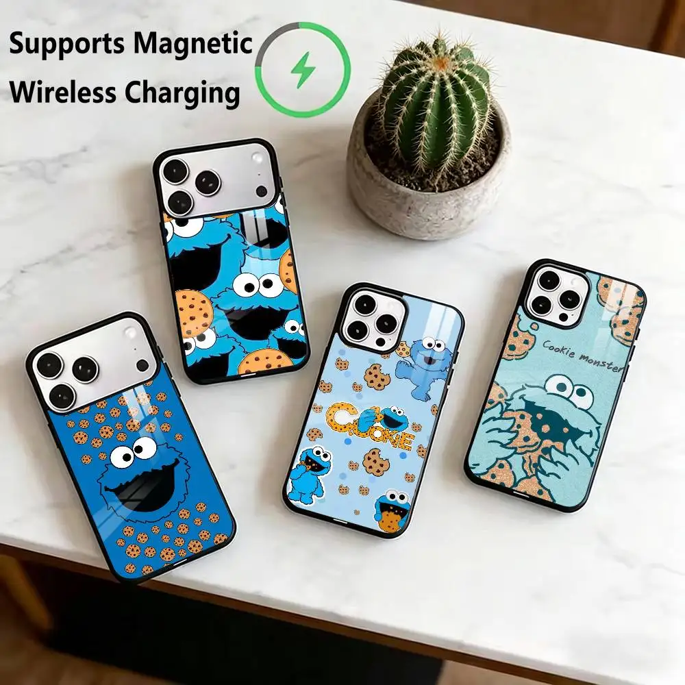 Cartoon Cookies Monster Phone Case For iPhone18 17,16,15,14,13,12,11 Plus,Pro Supports Magnetic Wireless Charging Gift