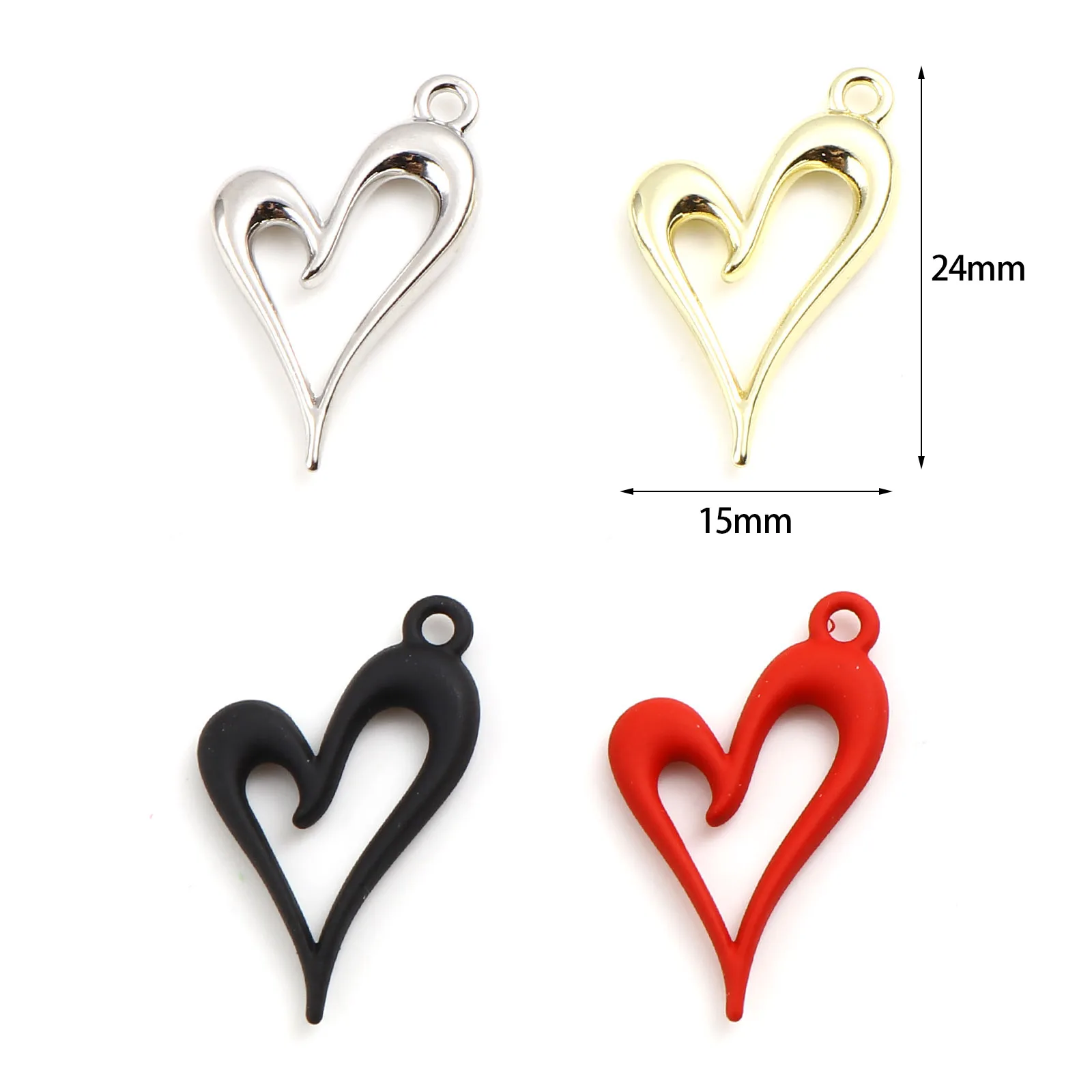 10 Pcs Alloy Heart Charms Multicolor Painted Love Heart Pendants For Diy Necklace Jewelry Making Findings 24mm X 15mm