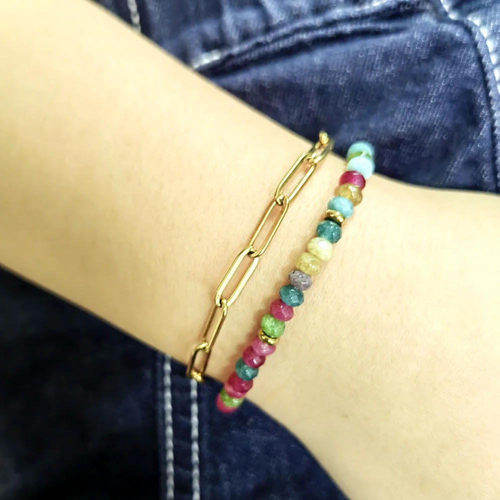 HUIDANG Bead Bracelet Woman Pulsera Armband Colorful Green Stone Bead Bracelet New In 2025 - Image 4