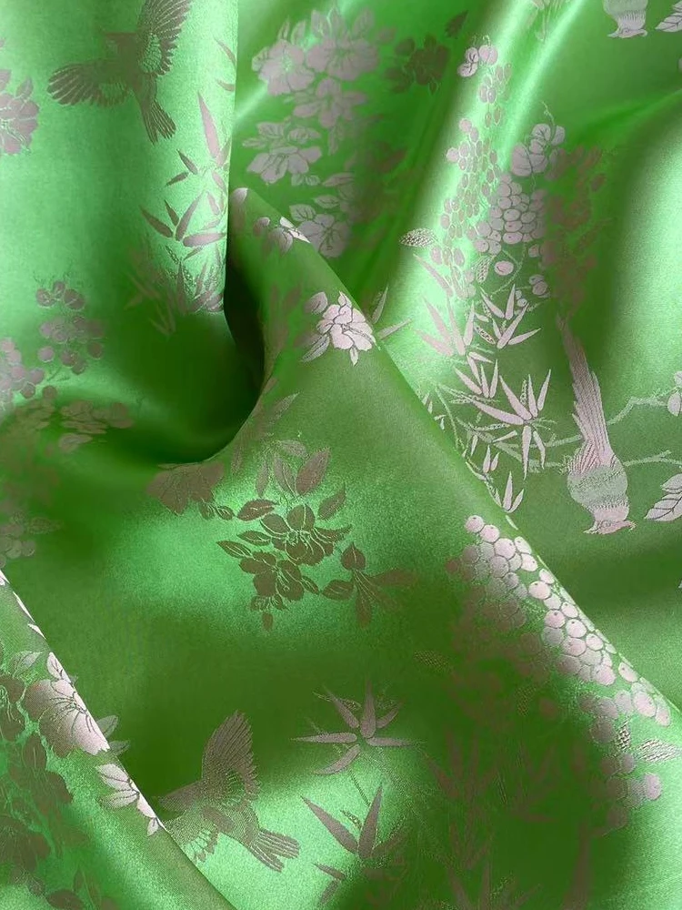 Jacquard Real Silk Interwoven Fabric Heavy Crepe Cheongsam Hanfu Chinese Style Clothing Cloth