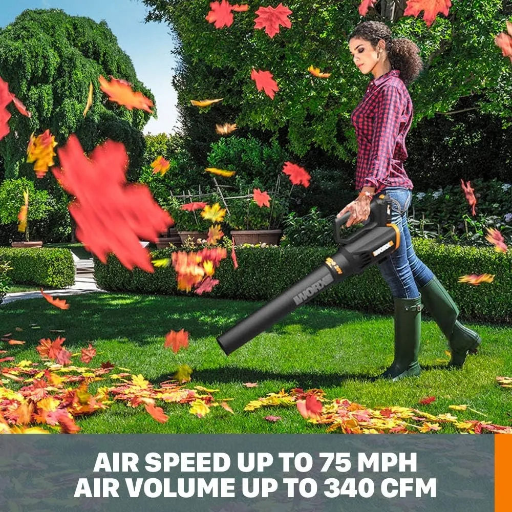 20V String Trimmer Cordless &  Leaf Blower Cordless with Battery and Charger Turbine Black and Orange