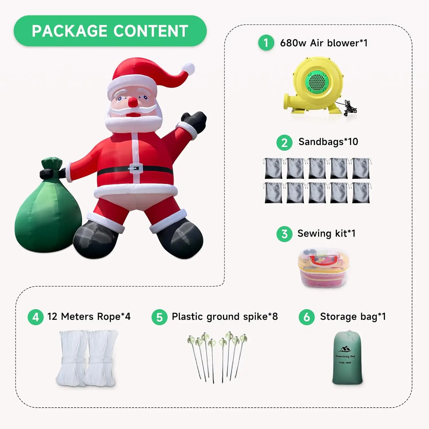 Decorazione esterna gonfiabile gigante di Babbo Natale gonfiabile gigante da 26 piedi per decorazioni natalizie per feste gonfiabili con accessori