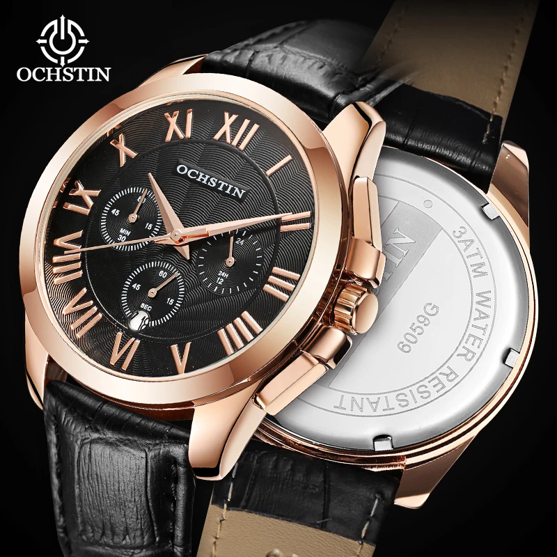 

Hot OCHSTIN 2024 Simple versatile multi-function automatic quartz movement waterproof wristwatch men's quartz watches