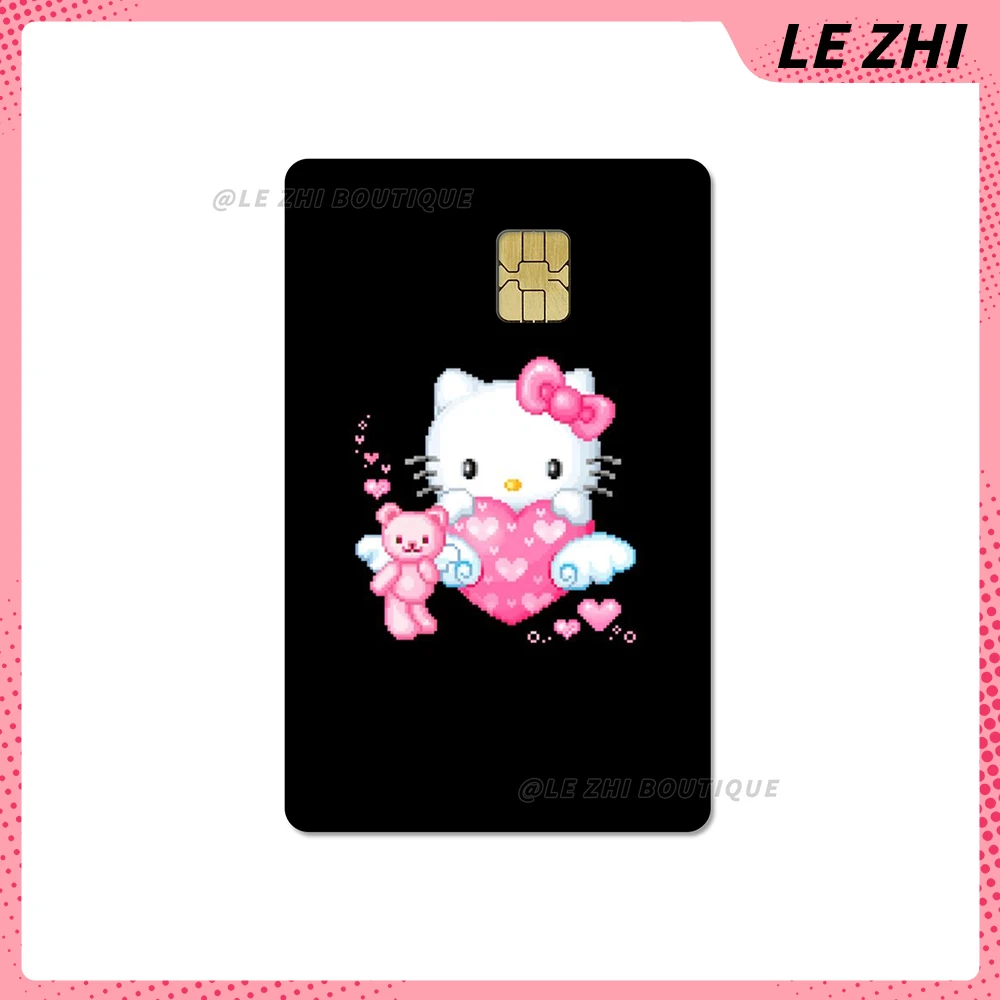 Kawaii Girly Heart Cartoon Anime Hello Kitty Credit Card Stickers Y2K Sanrio Pvc Waterproof Skin Cover Sticker Decoration