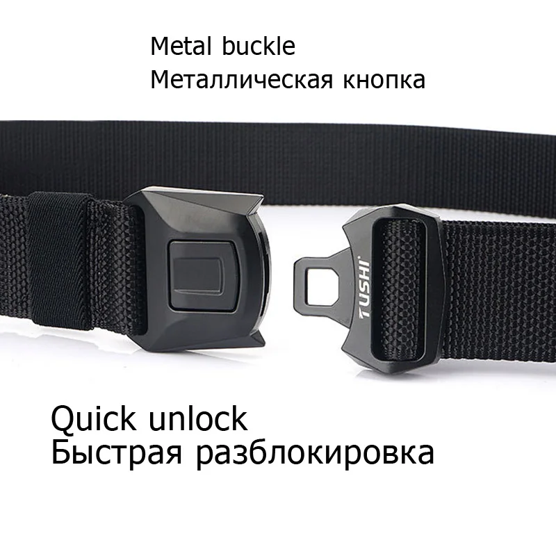 LUDIVIS Hard Metal Simple Convenient Tactical Belt Soft Genuine Nylon Military Belt Tough Non-Slip Men Hunting Fishing Belt