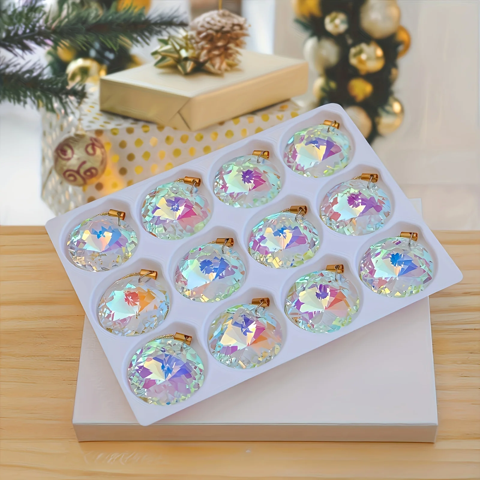 12 Stück Glas-Kristallkugeln, 30 mm Durchmesser, Weihnachtsbaum-Dekorationen, Weihnachtsgeschenke, ohne Geschenkbox, das perfekte Geschenk. – Detail 1